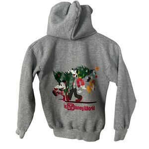 Disney Parks Christmas Holiday Mickey Goofy Donald Full Zip Hoodie Kids Medium